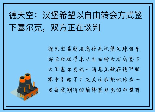 德天空：汉堡希望以自由转会方式签下塞尔克，双方正在谈判