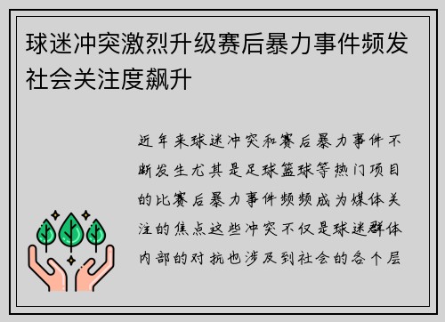 球迷冲突激烈升级赛后暴力事件频发社会关注度飙升